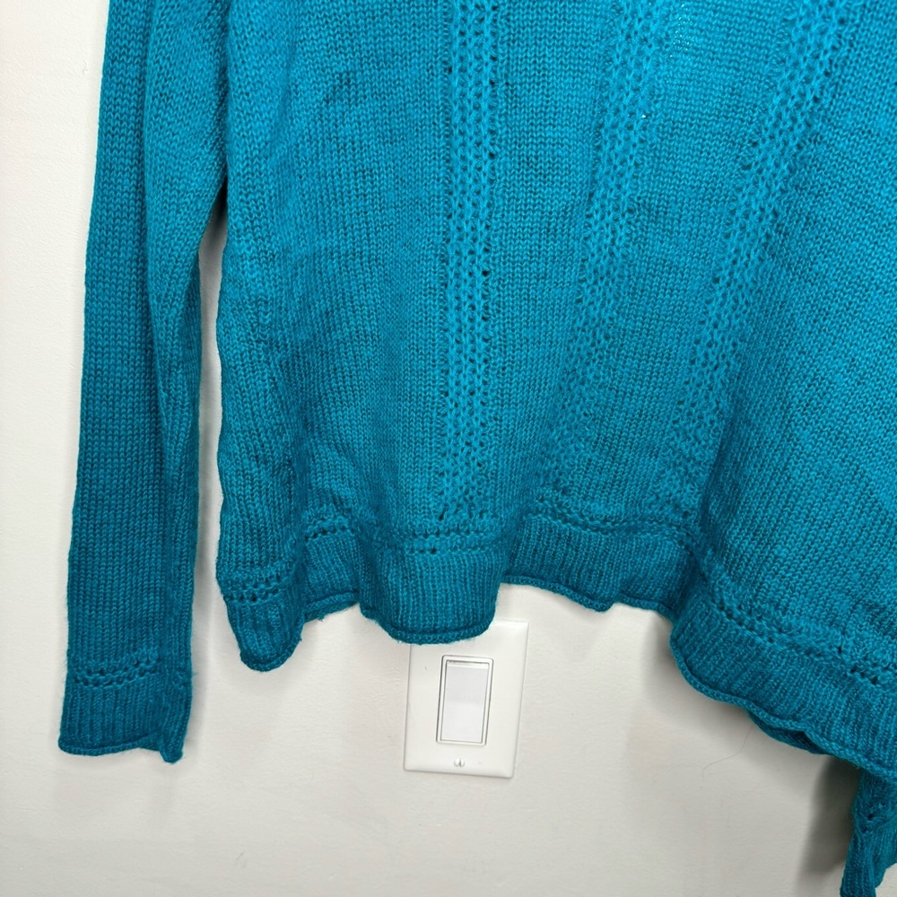 Chico's Blue Wool Mohair Open Front Cardigan Sweater Size Medium - Picture 7 of 10